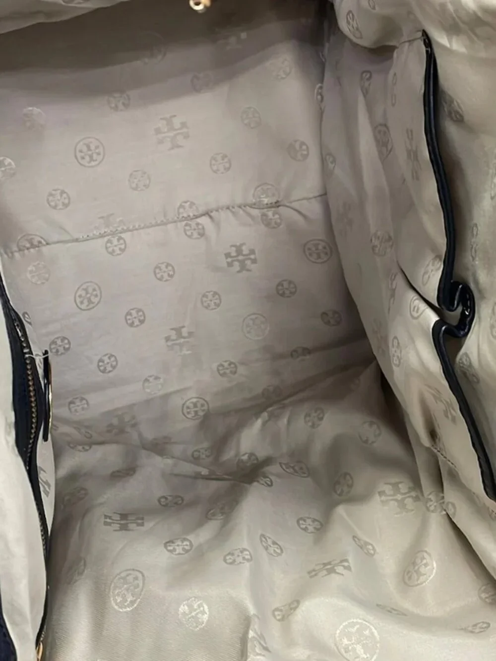 TORY BURCH Black Nylon Leather Tote Bag